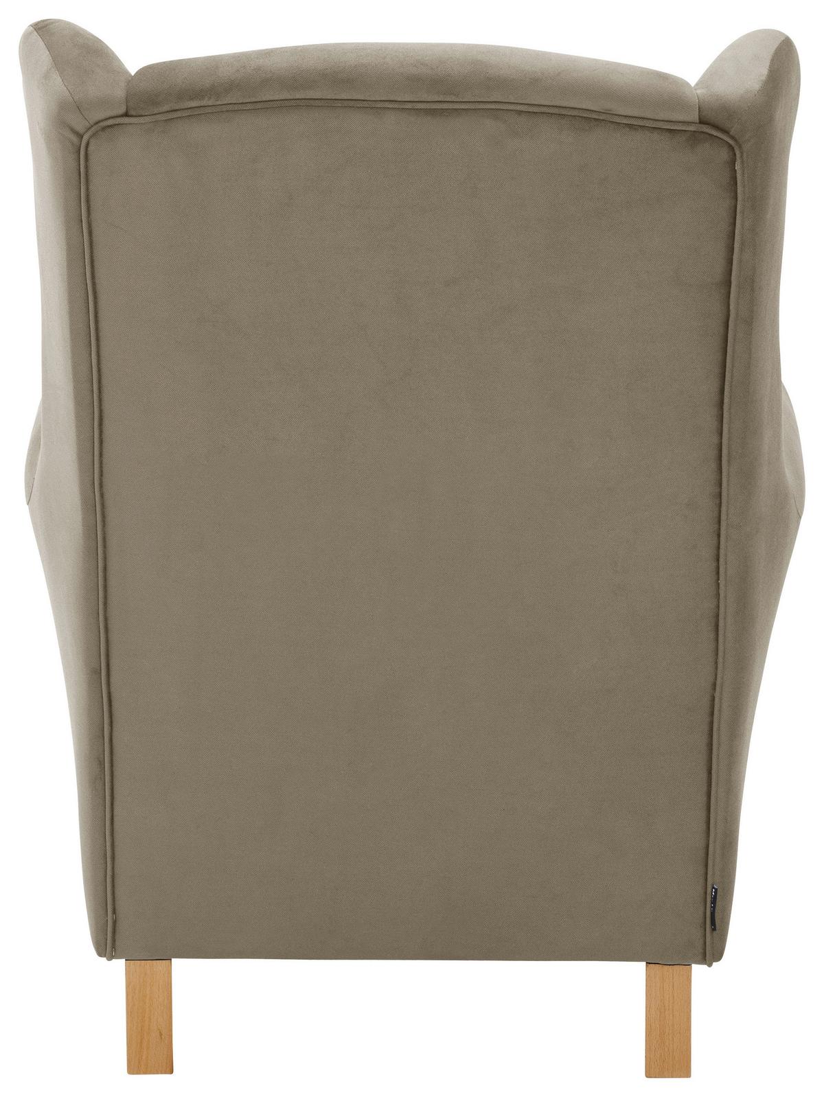 Ohrensessel mit Armlehnen Lorris Flachgewebe Hellbraun - Hellbraun/Eichefarben, KONVENTIONELL, Textil (77/103/86cm) - Max Winzer