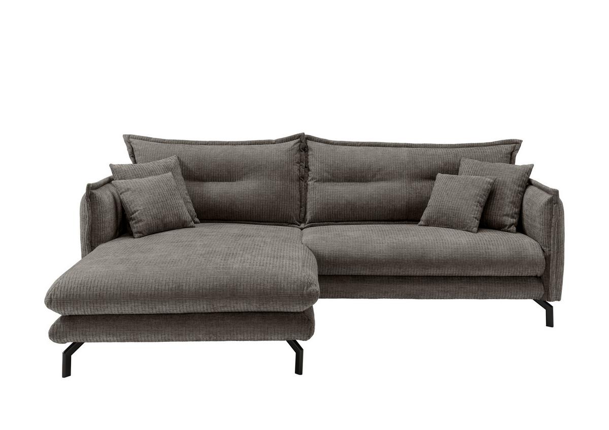 Ecksofa Lava - Graubraun/Schwarz, Design, Textil (180/255cm) - Livetastic
