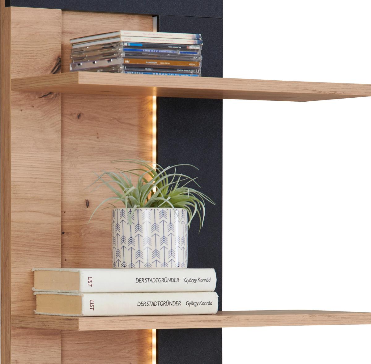Wandboard Nyon B: 49,1 Cm, Eiche Dekor/schwarz - Fichtefarben/Schwarz, MODERN, Holzwerkstoff (49,1/110/21cm)