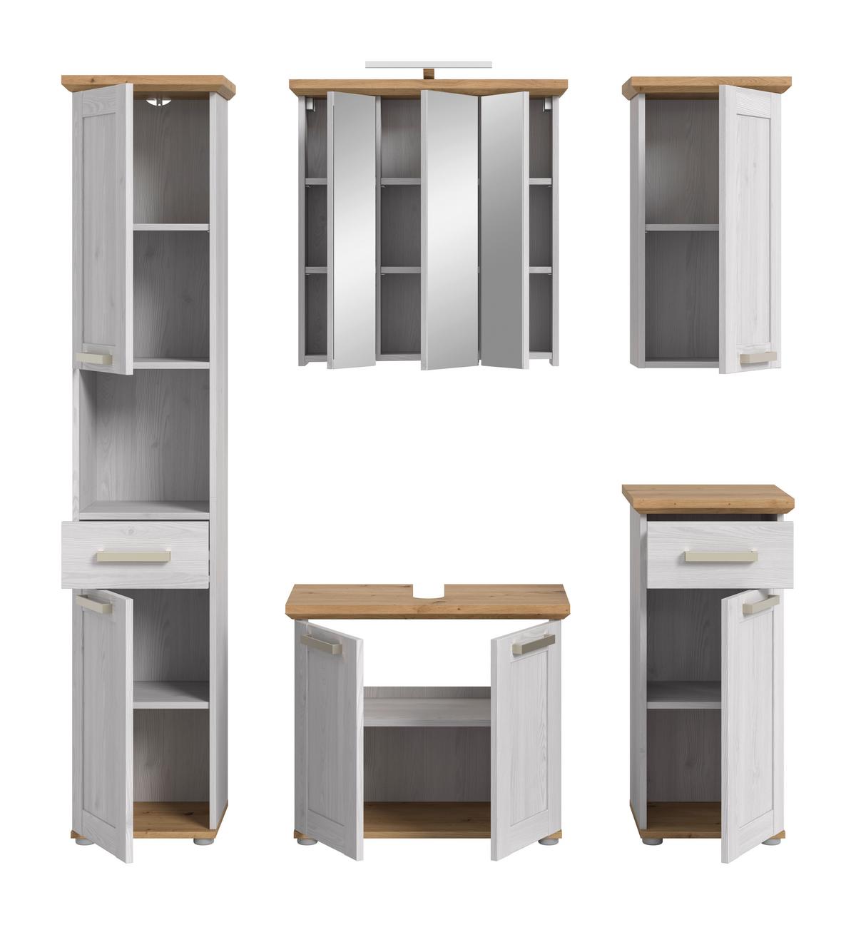 Badezimmer Verona Eiche Dekor /Lärchefarben B: 147cm - Silberfarben/Lärchefarben, Trend, Glas/Holzwerkstoff (147cm) - MID.YOU