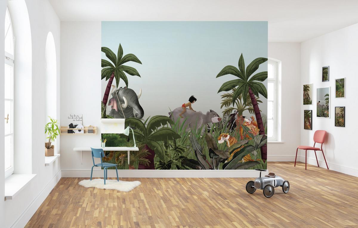 Fototapete Jungle Book - Blau/Grün, Trend, Textil (300/280cm)