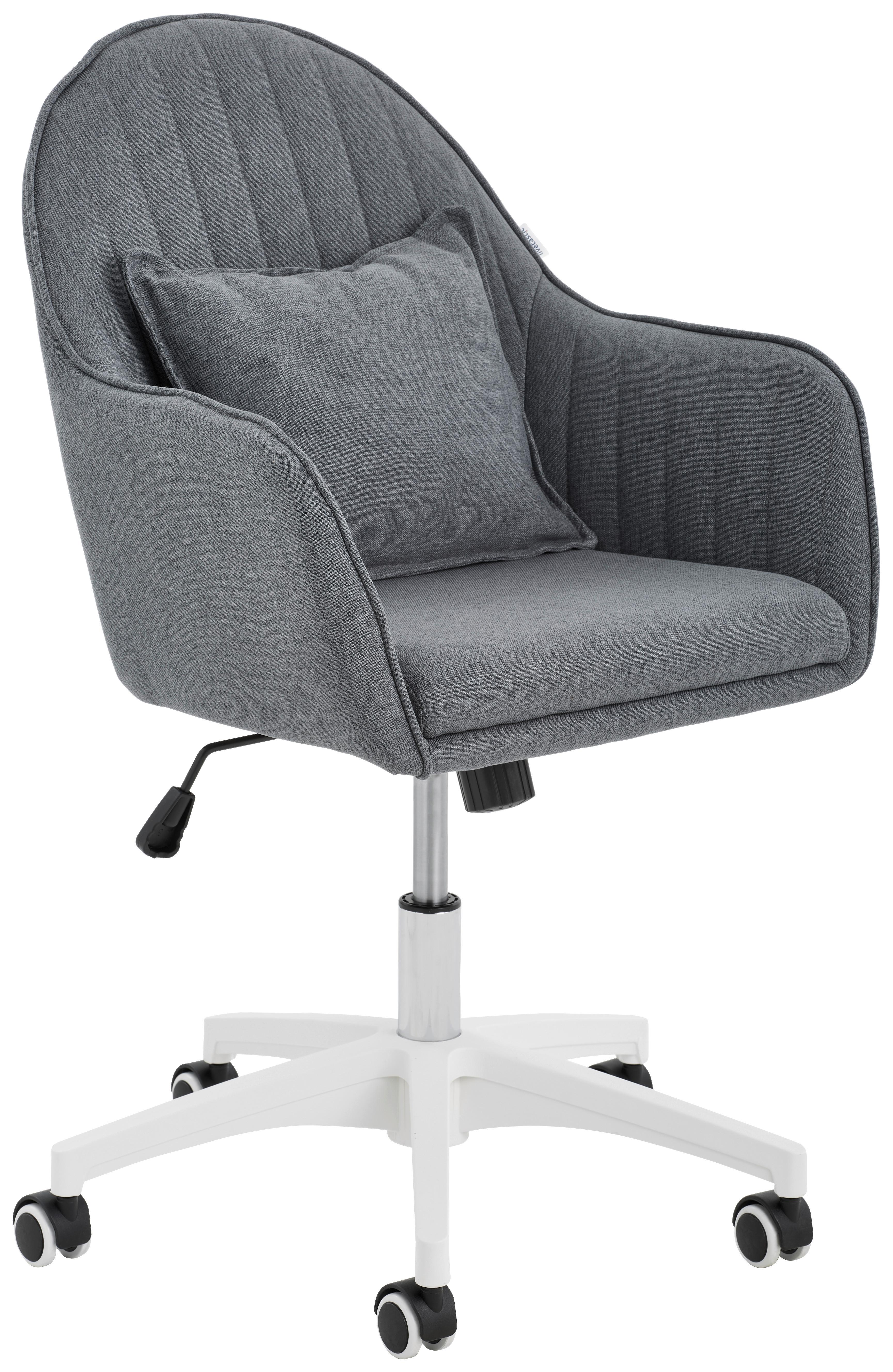 Drehstuhl Palermo Mit Armstützen Dunkelgrau - Dunkelgrau/Weiß, Design, Kunststoff/Textil (59/83-93/68cm) - Livetastic