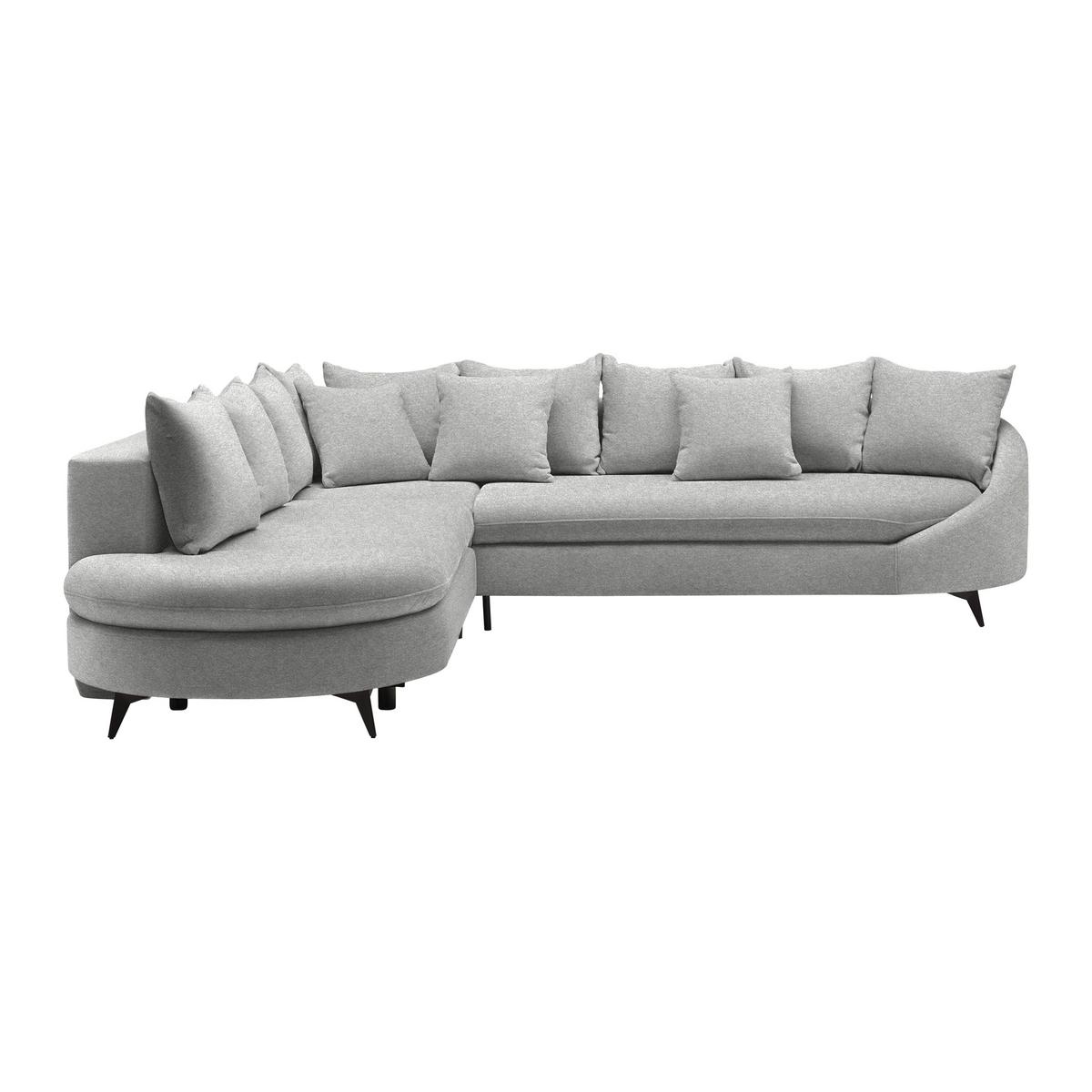 Rohová sedačka AXEL, levá, světle šedá tkanina - černá/světle šedá, Moderní, kov/textil (250/291cm) - Mömax