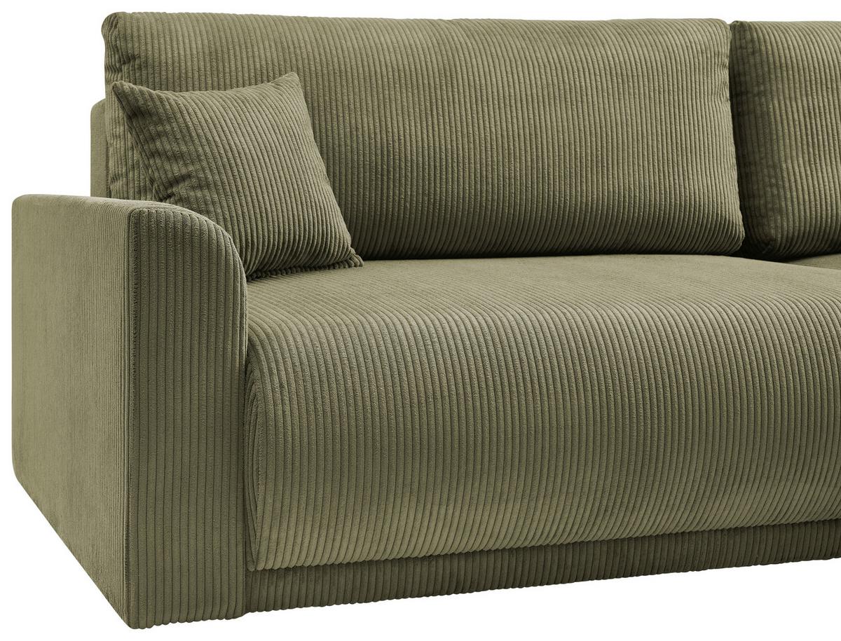 Rohová sedačka KIM L146, oboustr., olivovozel.manšestr - olivově zelená, Moderní, dřevo (233/146cm)