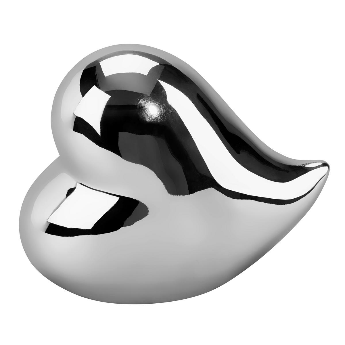 Dekofigur Herz H: 10,2 Cm Porzellan Für Indoor - Silberfarben, KONVENTIONELL, Keramik (13/7/10,2cm) - Ondega