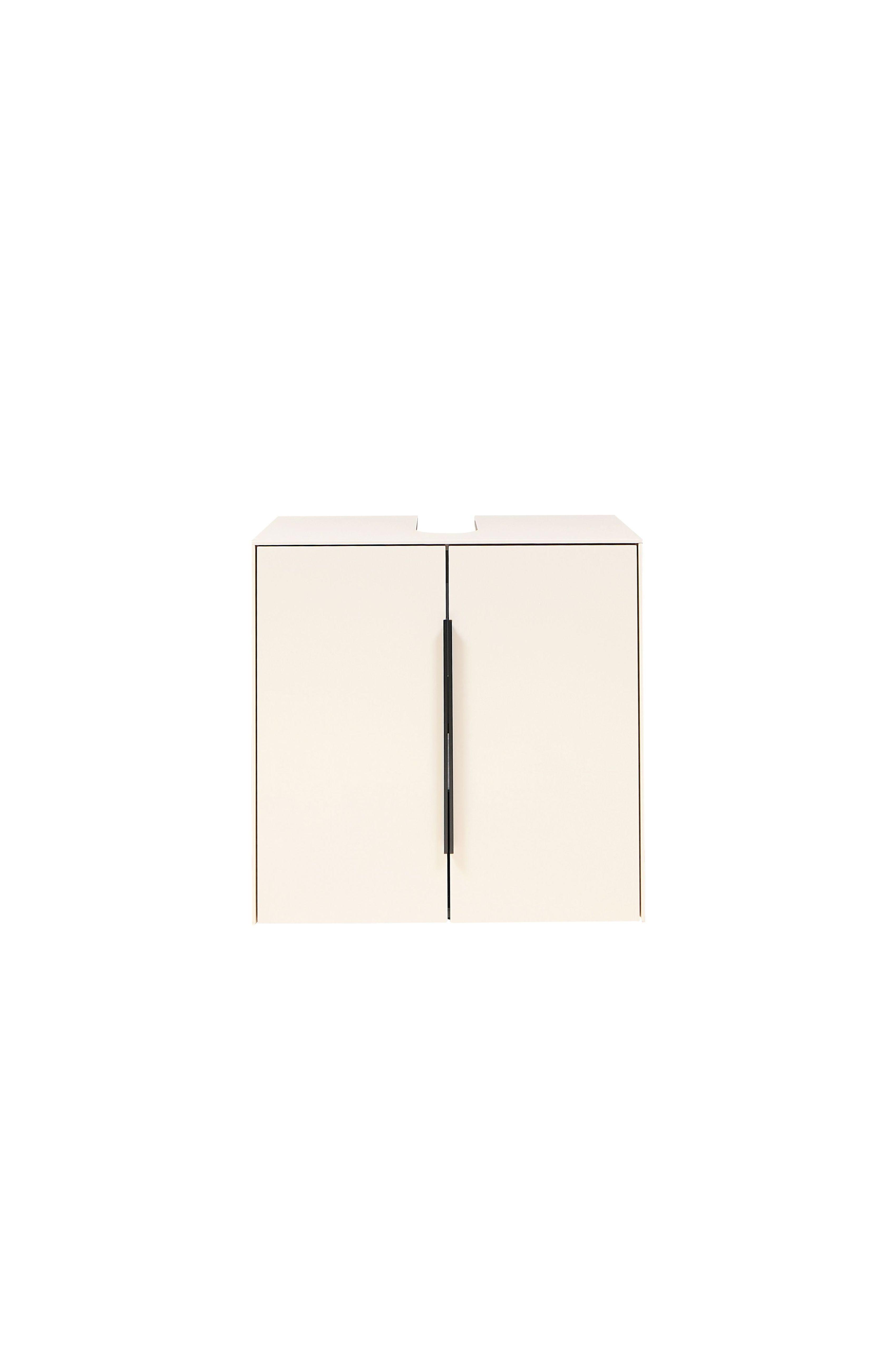 Waschbeckenunterschrank Vaduz Kashmir, B: 60cm - Kaschmir/Schwarz, Trend, Holzwerkstoff (60/60/33cm)