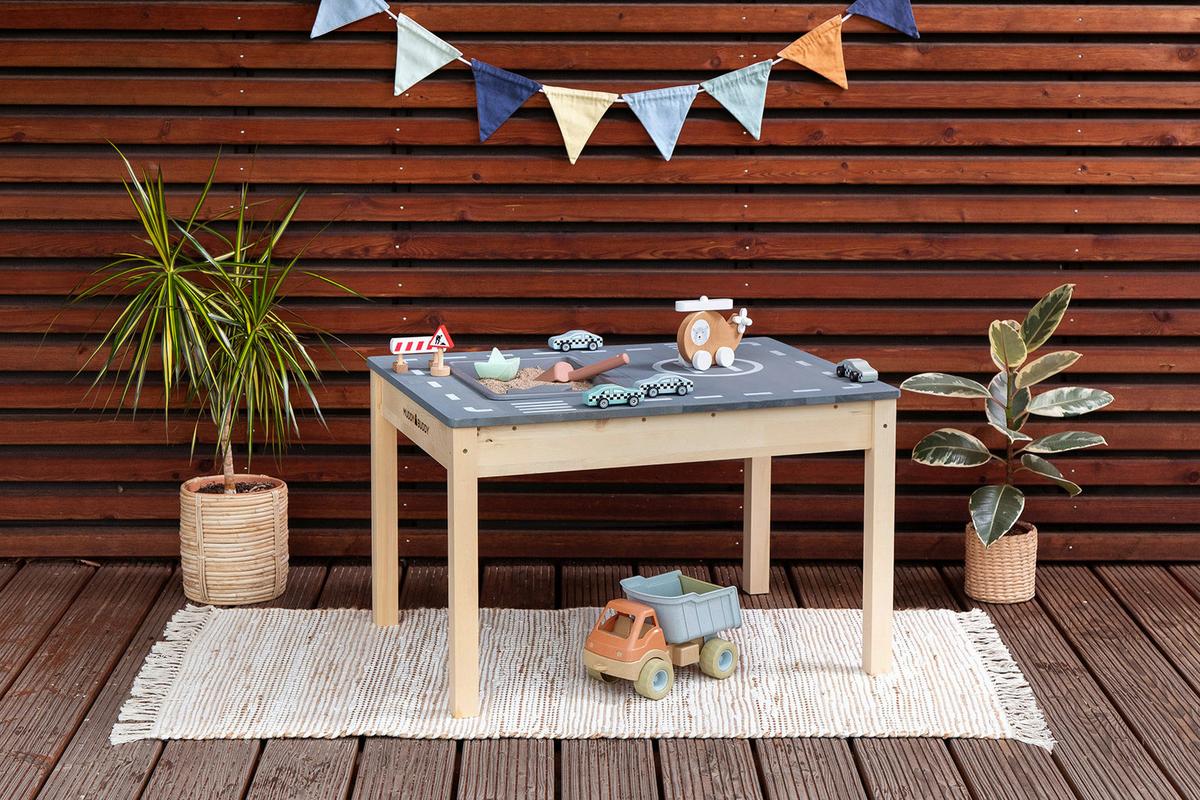 Sand- und Wassertisch Holz, LxBxH: 80x60x50 cm - Graphitfarben/Naturfarben, Basics, Holz (80/60/50cm) - MUDDY BUDDY