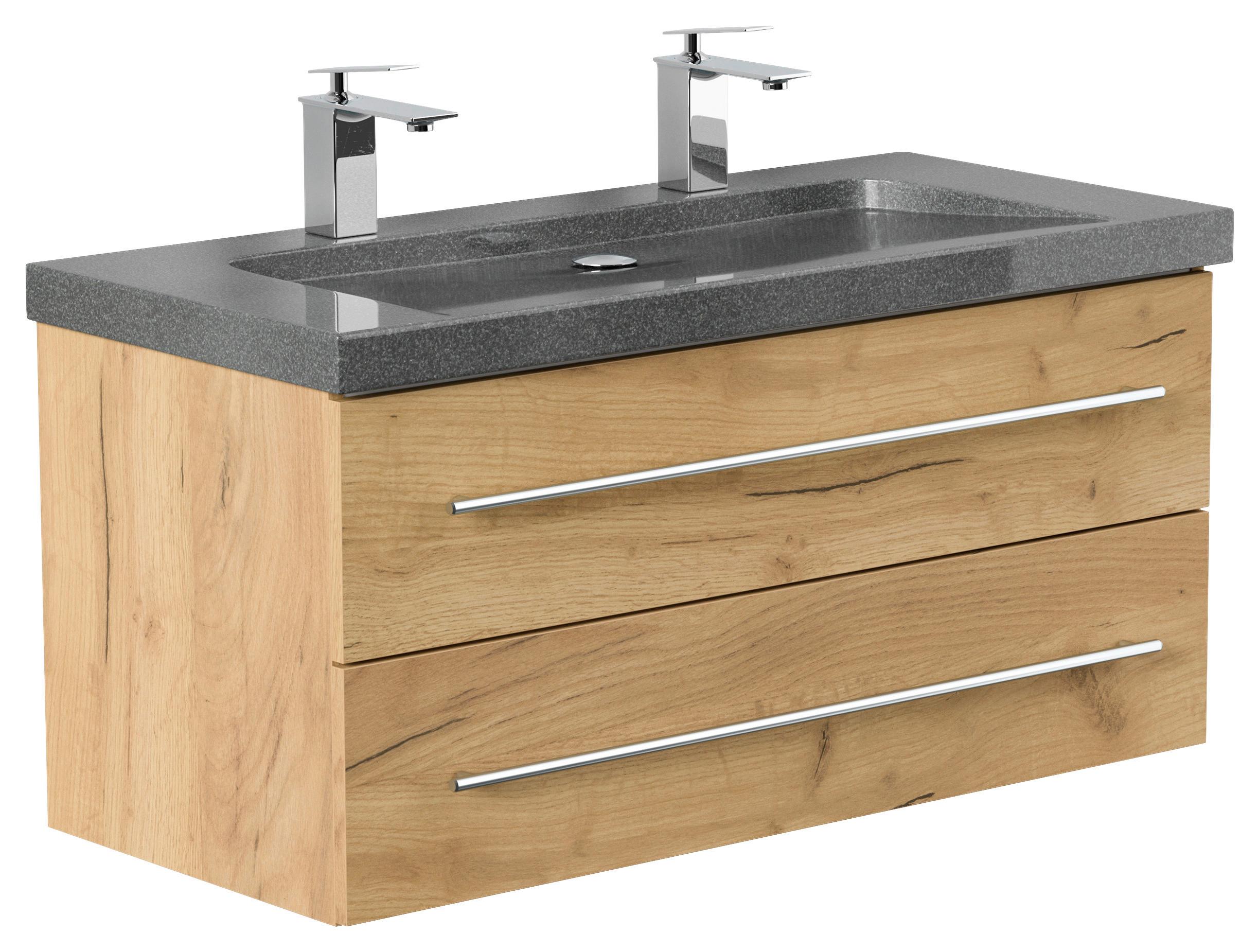 WASCHTISCHKOMBI Yamo, Eichefarben B: 100cm - Eichefarben, Basics, Holzwerkstoff/Stein (100cm) - MID.YOU