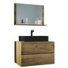 Badezimmer Lendas Bl M - Honigeiche/Schwarz, MODERN, Glas/Keramik (81cm) - MID.YOU