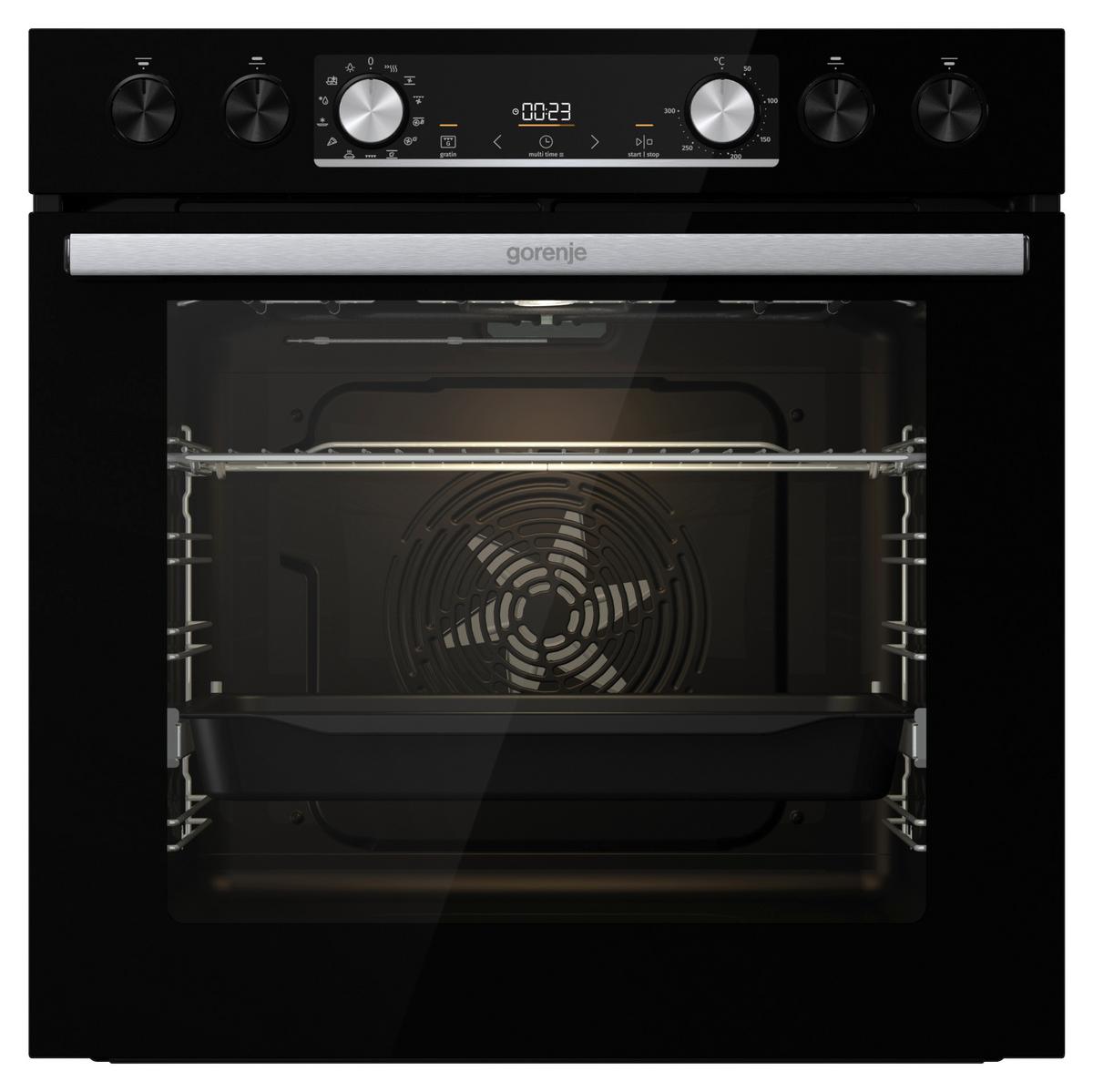 Einbauherd-Set B: 59,5 cm Induktion - Schwarz, Basics, Glas/Metall (59,5/59,5/56,4cm) - Gorenje