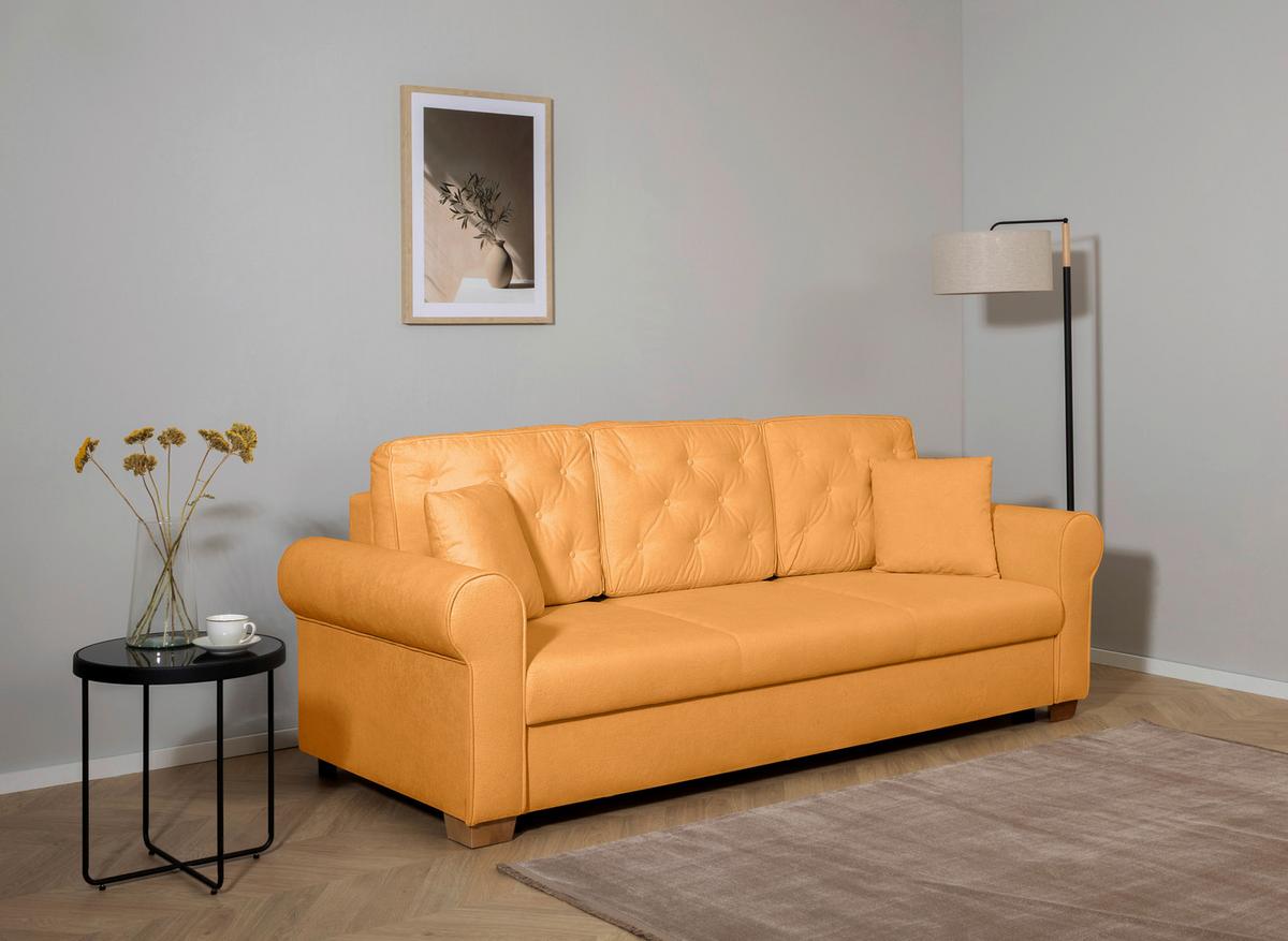 Schlafsofa Arles, Gelb 35 B: 240 Cm - Gelb/Buchefarben, Design, Textil (240/94/98cm) - MID.YOU