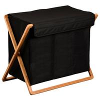 Wäschekorb Bambus Schwarz /Naturfarben 69x33x56,5 cm - Schwarz/Naturfarben, Basics, Holz/Textil (69/56.5/41cm) - Kesper