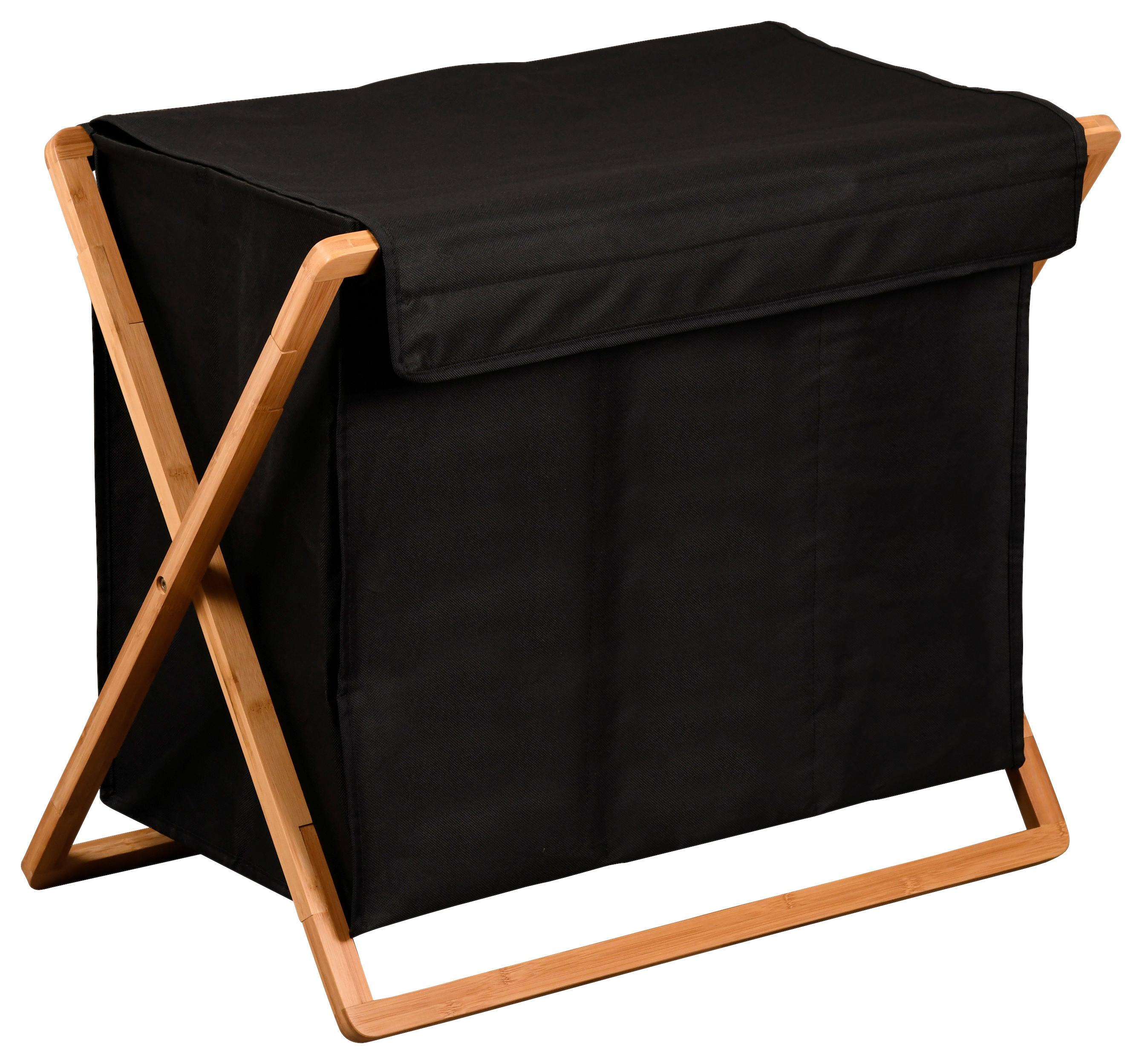 Wäschekorb Bambus Schwarz /Naturfarben 69x33x56,5 cm