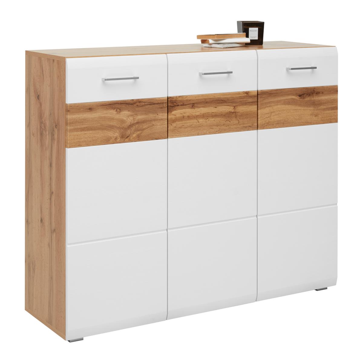 Botník FUNNY bílá/barva dubu - bílá/barvy dubu, Konvenční (126/104/40cm) - Mömax