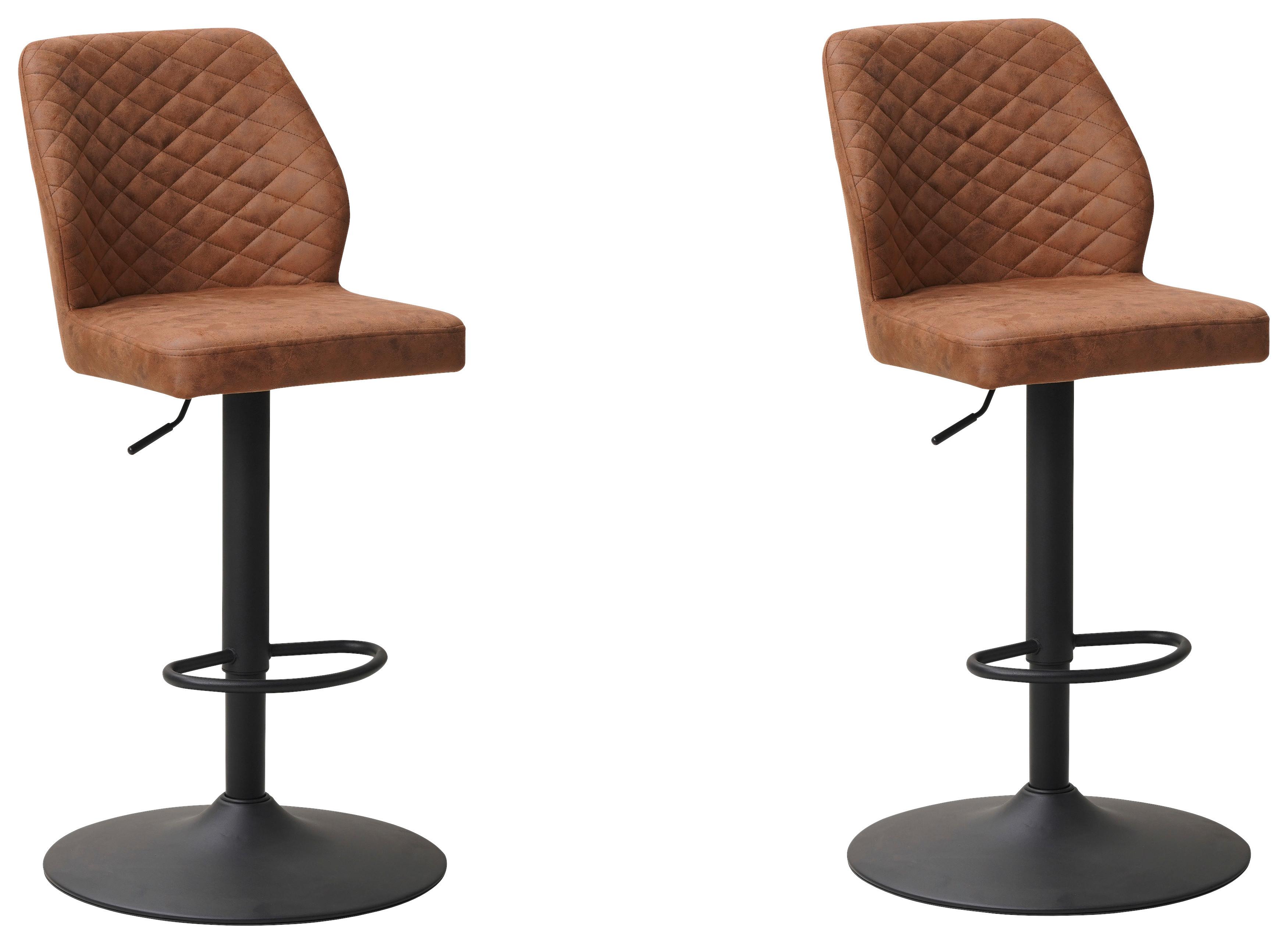 Barhocker-Set Grayson - Cognac/Schwarz, KONVENTIONELL, Textil/Metall (42/114/52cm) - MID.YOU