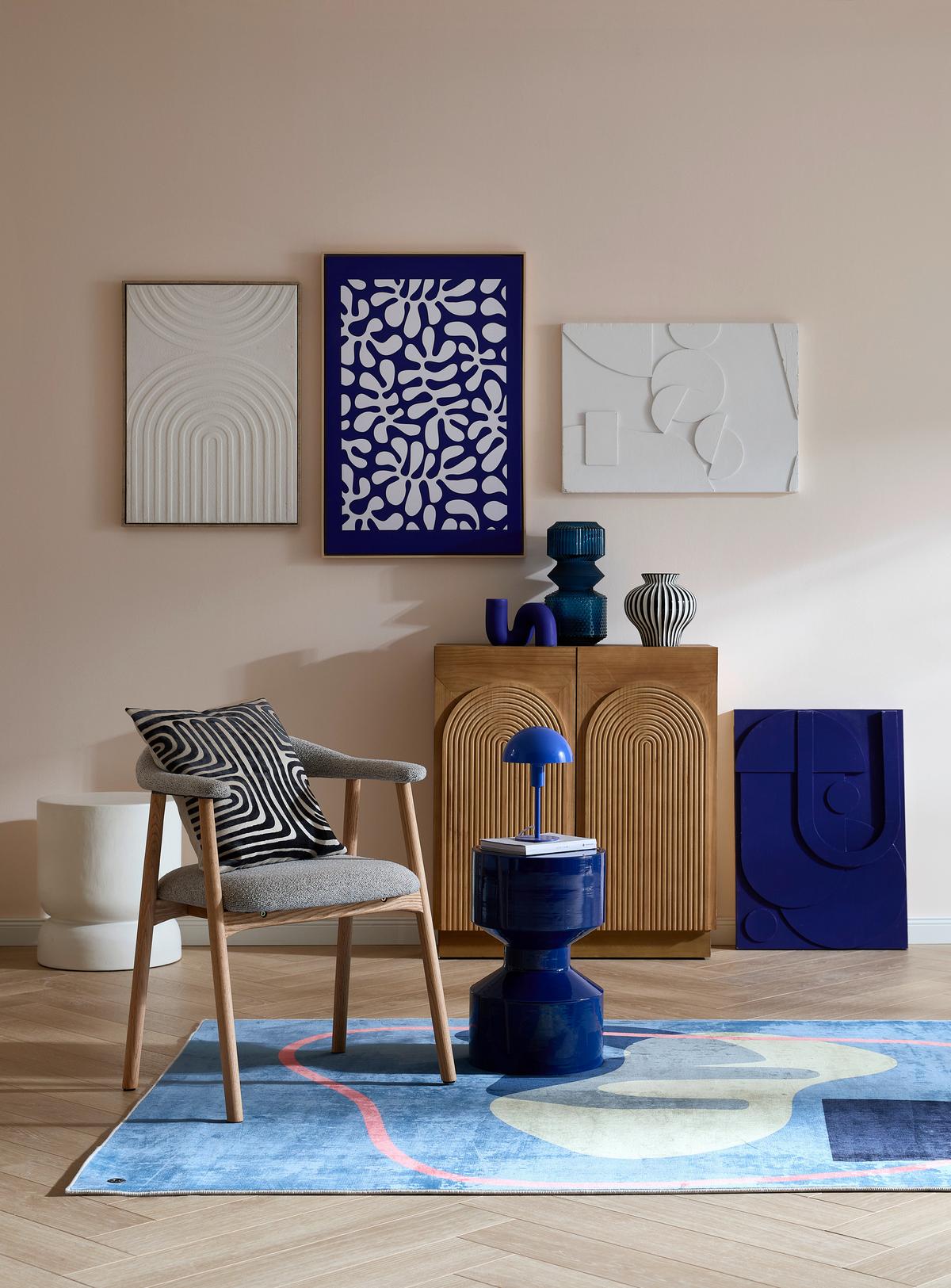 Židle s područkami ADDI šedobéžová - barvy dubu/šedobéžová, Trend, dřevo/textil (56/75,5/54cm) - MID.YOU
