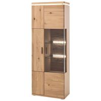 Vitrine Barcelona B: 75 cm teilmassiv Eiche Bianco - Eiche Bianco, Design, Glas/Holz (75/204/37cm) - Livetastic