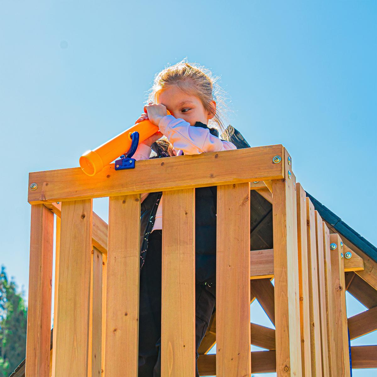 Spielturm Mit Rutsche Grün - Dunkelgrün/Anthrazit, Basics, Holz/Kunststoff (482/500/338cm) - Ambia Garden