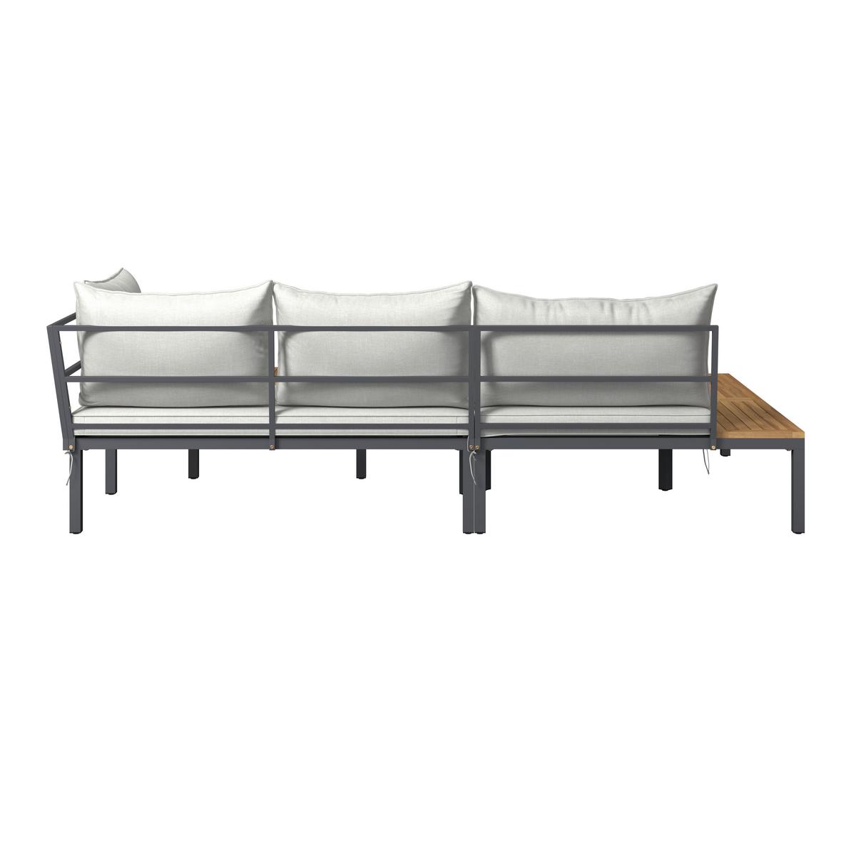 Loungegarnitur Santa Monica - Grau/Akaziefarben, MODERN, Holz/Kunststoff (152/271cm) - Beldano