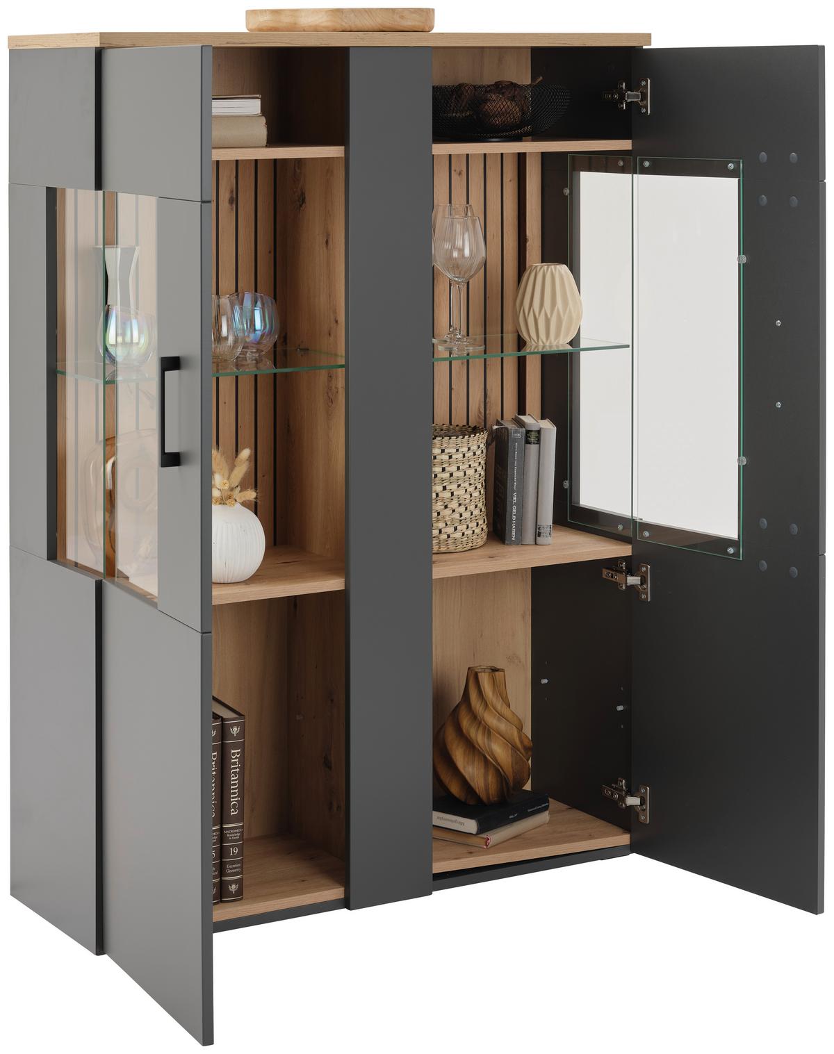 Félmagas Szekrény Amare Amrv 02 - Modern, faalapú anyag/Üveg (102,2/138/35cm)