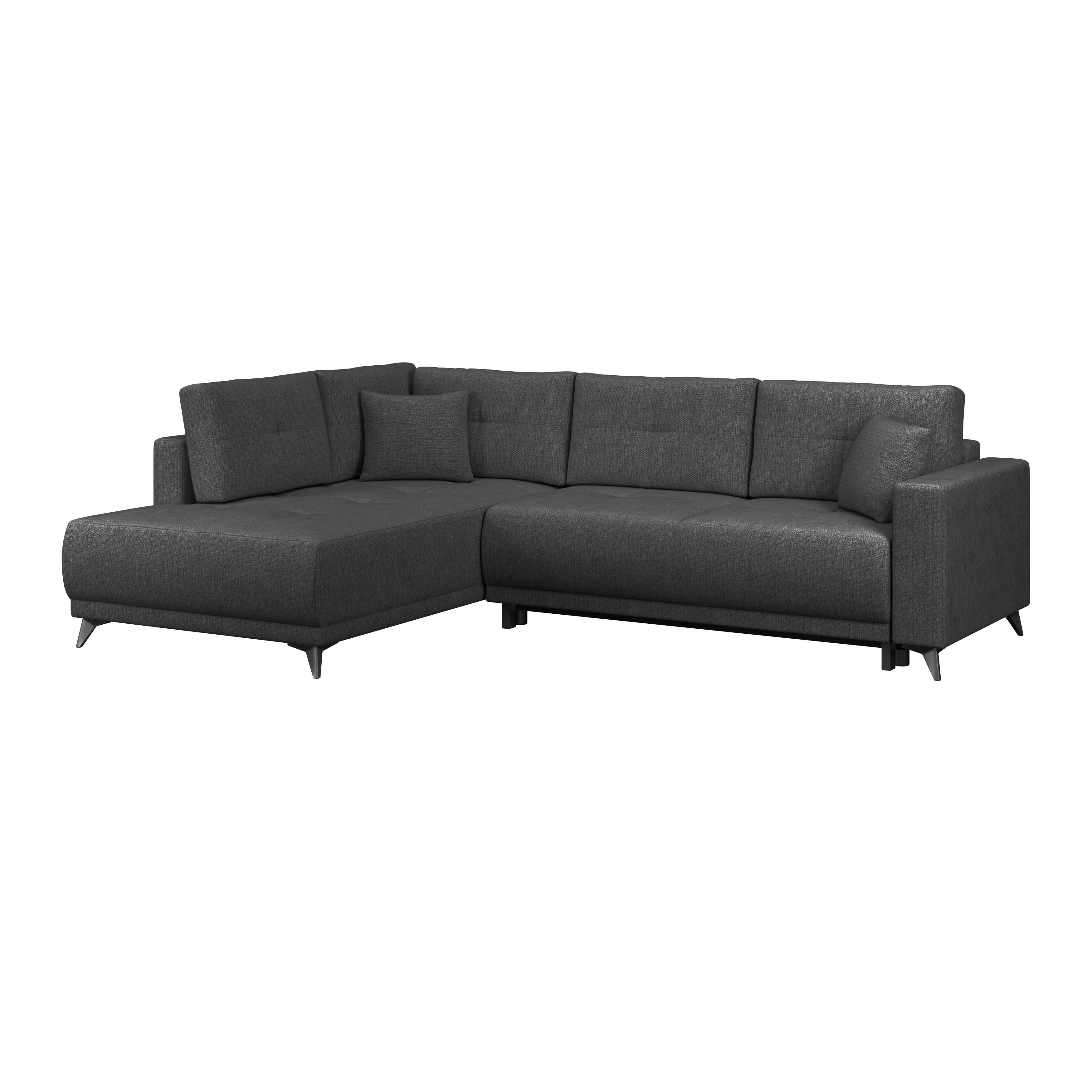 Ecksofa mit Schlaffunktion & Bettkasten Texas Erdfarben - Graubraun/Schwarz, KONVENTIONELL, Holz (203/259cm)