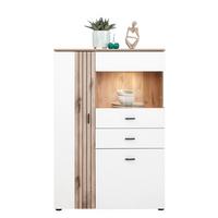 Vitrine Liverpool B: 87 cm mit Beleuchtung Weiß/Eichef. - MODERN, Holzwerkstoff (87/129/38cm)