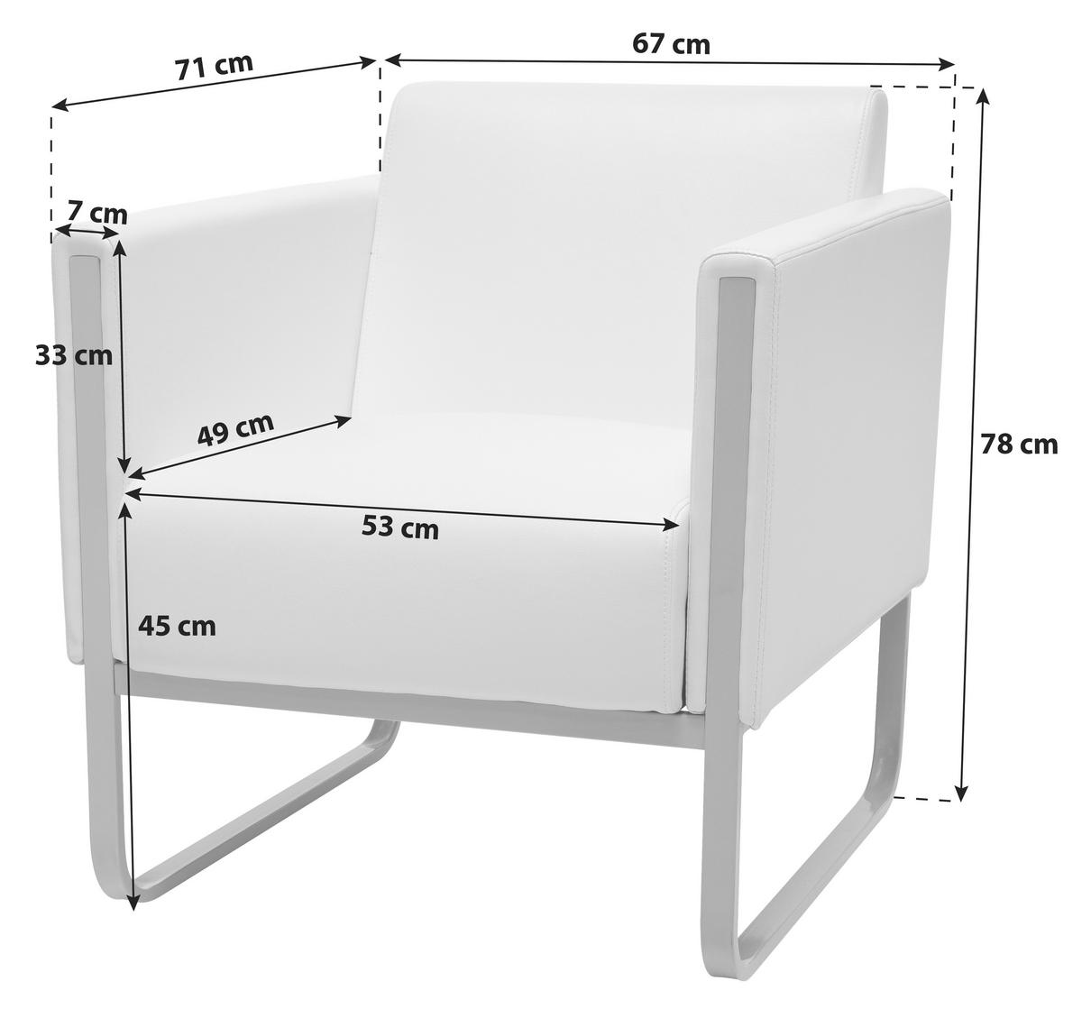 Sessel Aruba Weiß - Hellgrau/Weiß, MODERN, Textil (67/78/71cm) - MID.YOU