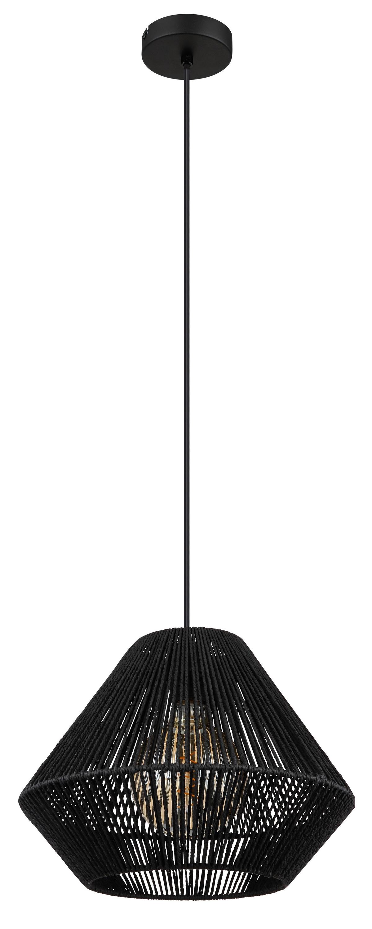 Hängeleuchte 15694hb Houdini - Schwarz/Naturfarben, KONVENTIONELL, Naturmaterialien/Kunststoff (35/120cm) - Globo