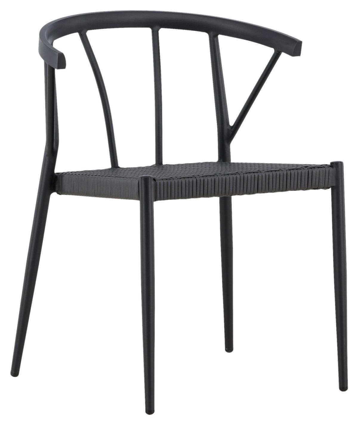 Gartensessel-Set 6-Tlg. Stina Metall/Kunststoff - Schwarz, KONVENTIONELL, Kunststoff/Metall (47/79,5/49cm) - Gardenson
