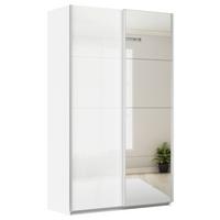 Schwebetürenschrank Feldkirch 136 Maxihöhe - Weiß Hochglanz/Silberfarben, MODERN, Holzwerkstoff (136/229/62cm)