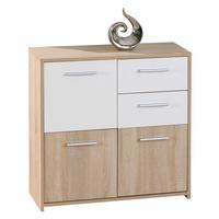 Kommode B 77cm Eboli, Eiche Dekor/Weiß - Weiß/Sonoma Eiche, Basics, Holzwerkstoff (77/77/30cm) - MID.YOU