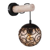 Wandleuchte 15660w - Schwarz/Naturfarben, KONVENTIONELL, Holz/Kunststoff (15/24,5/36cm) - Globo