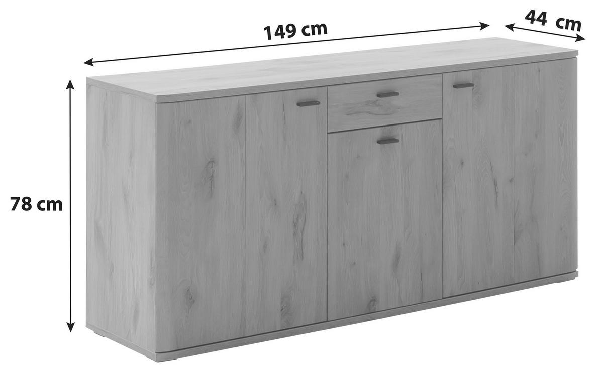 Sideboard 149 cm Prato Eichefarben - Eichefarben, Design, Holzwerkstoff (149/78/44cm) - MID.YOU