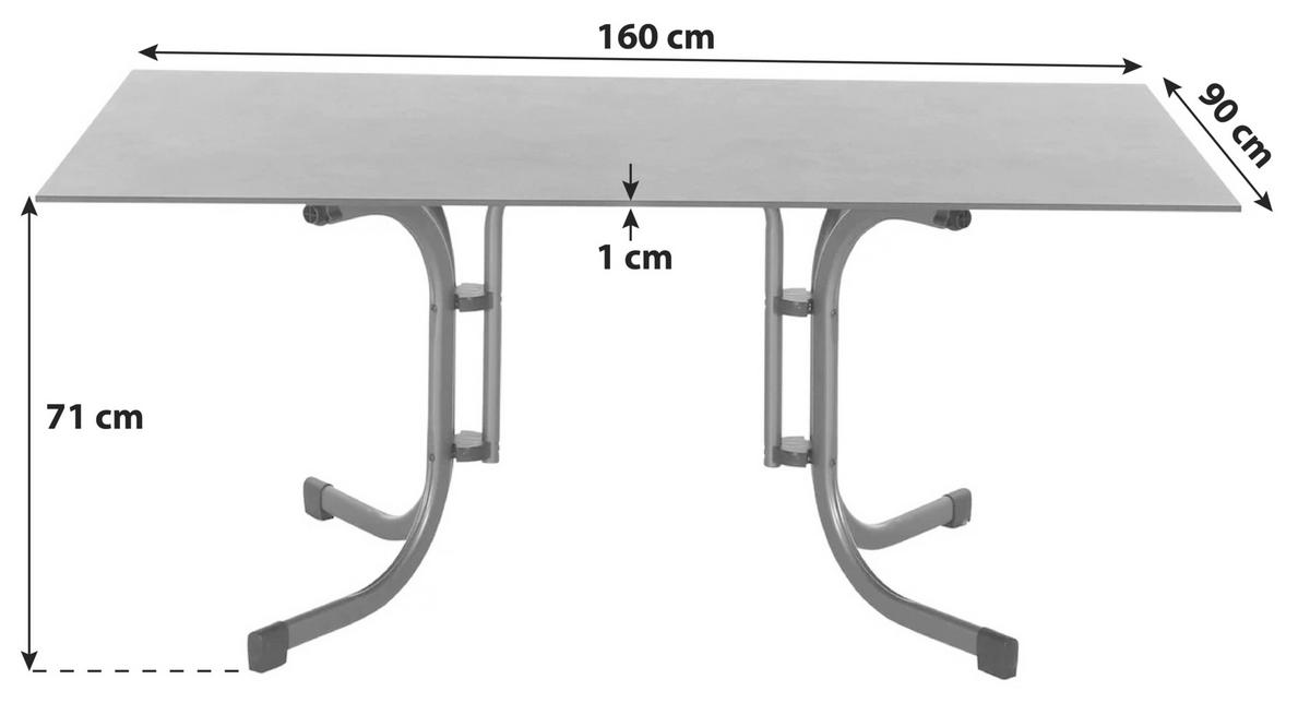 Gartentisch Klappbar Metall /Kunststoff/Holz L 160 cm - Anthrazit, KONVENTIONELL, Holzwerkstoff/Kunststoff (160/90/71cm) - Siena Garden