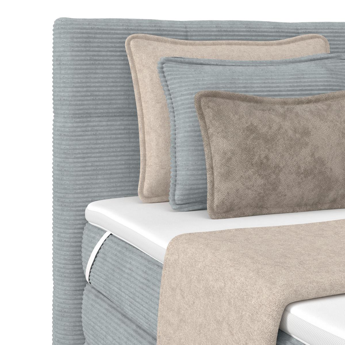 Boxspringbett mit Topper mit Bettkasten 180x200 cm Medino - Silberfarben, KONVENTIONELL, Holz/Holzwerkstoff (180/200cm)