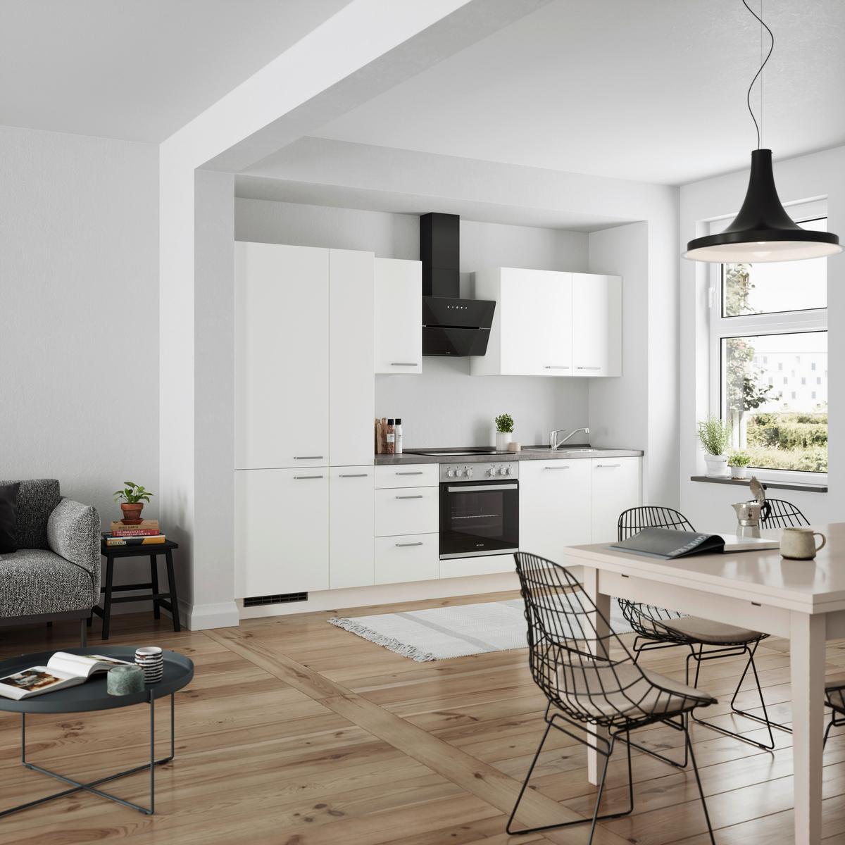 KÜCHENLEERBLOCK TOUCH HIGH - LINE, H7 LINKS - Weiß/Grau, MODERN, Holzwerkstoff (300cm) - Nobilia