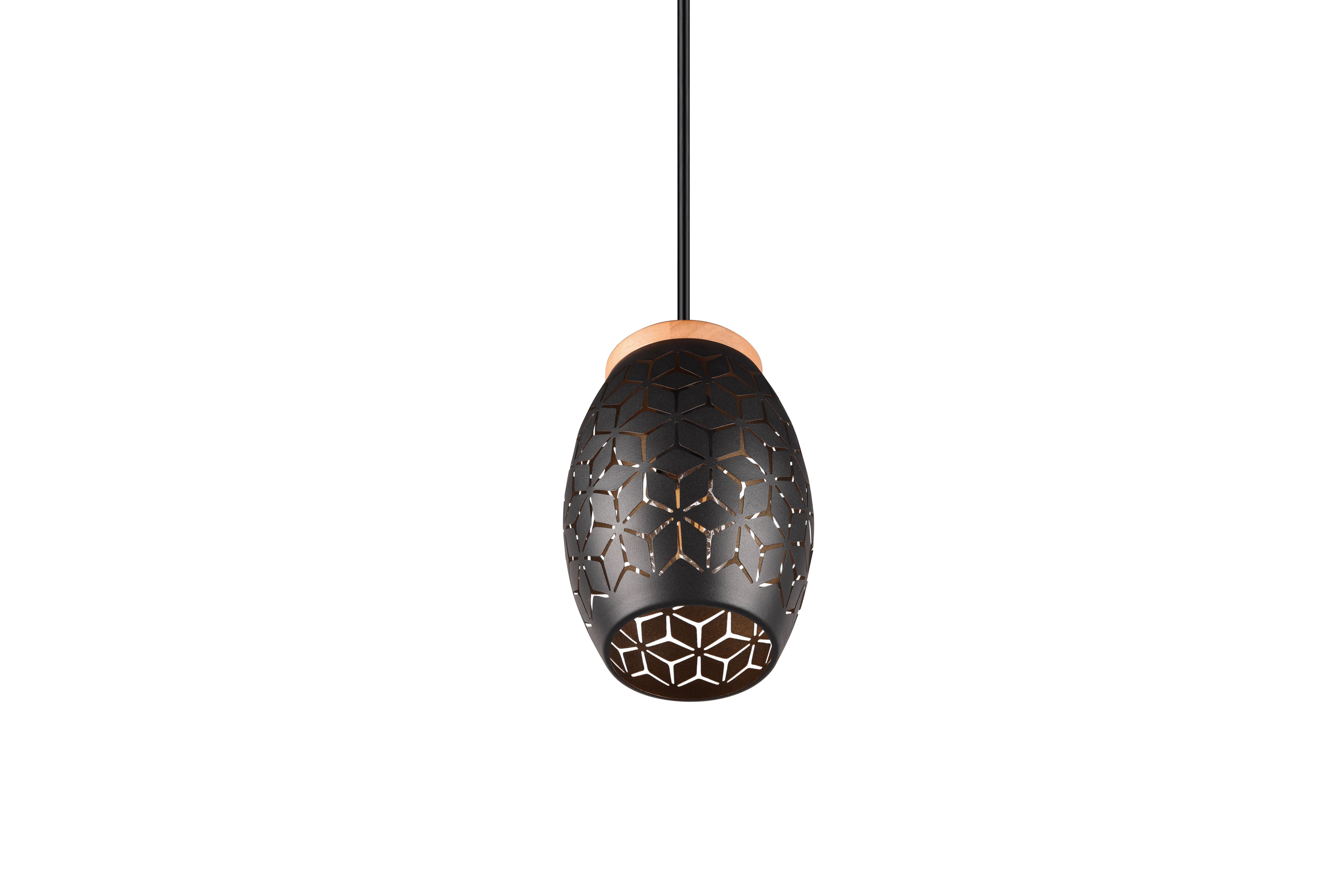Pendelleuchte R31571080 Bidar - Goldfarben/Schwarz, KONVENTIONELL, Holz/Metall (15/150cm)