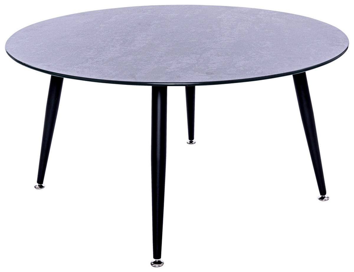 Couchtisch Rund Mit Glasplatte In Zementoptik Anthrazit - Anthrazit/Schwarz, LIFESTYLE, Glas/Metall (80/42cm) - MID.YOU