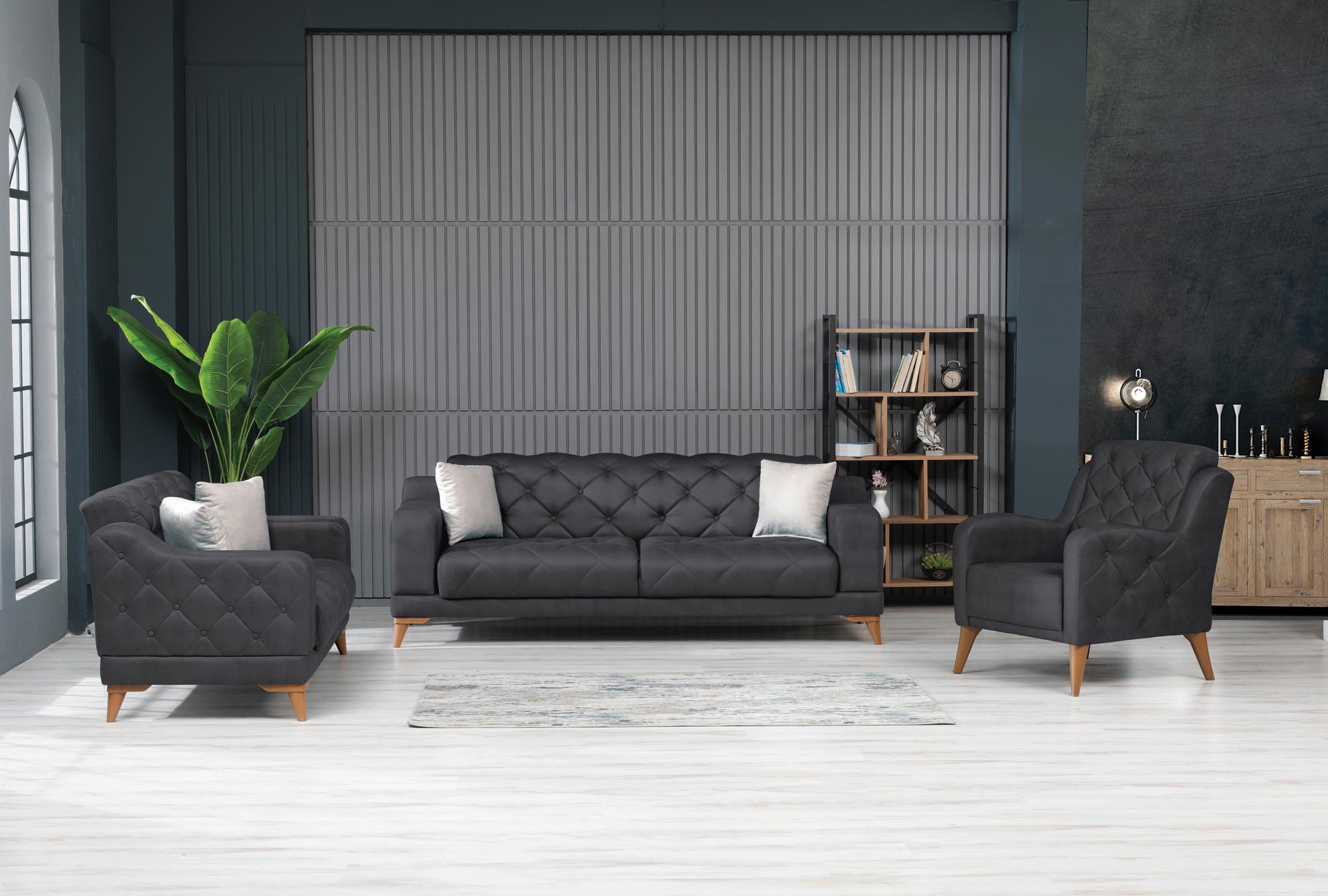 2-Sitzer-Sofa Leton Mit Schlaffunktion Webstoff Grau - Hellbraun/Graphitfarben, Design, Textil (164/71/94cm) - Livetastic