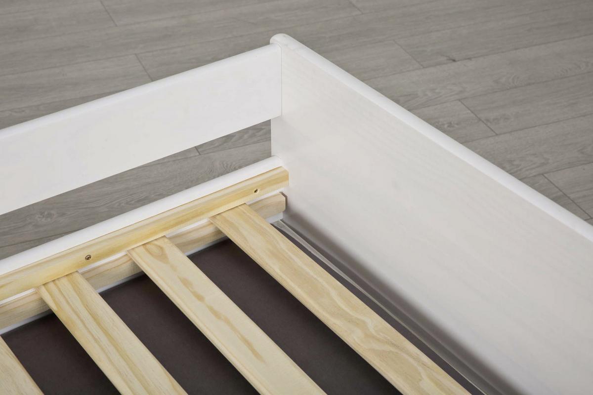 Ausziehbett mit Lattenrost Massiv 90x200 cm Lotar Weiß - Weiß/Naturfarben, KONVENTIONELL, Holz (90/200cm) - MID.YOU