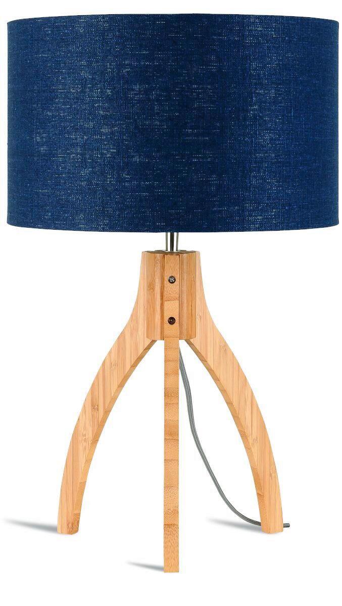 Tischleuchte Annapurna/T/3220/Bd - Blau/Naturfarben, Trend, Holz/Textil (36/54cm) - Good & Mojo