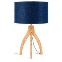 Tischleuchte Annapurna/T/3220/Bd - Blau/Naturfarben, Trend, Holz/Textil (36/54cm) - Good & Mojo