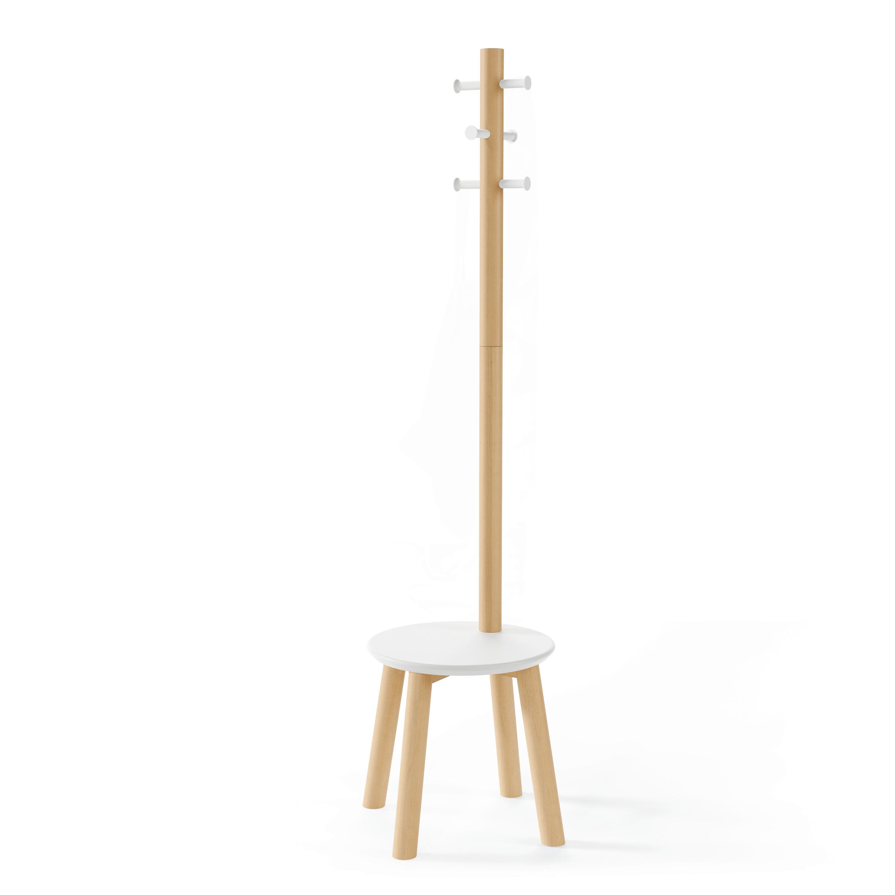 VEŠIAK NA ODEVY STOVIK - biela/prírodná farba, Basics, drevo (51/165cm) - Umbra
