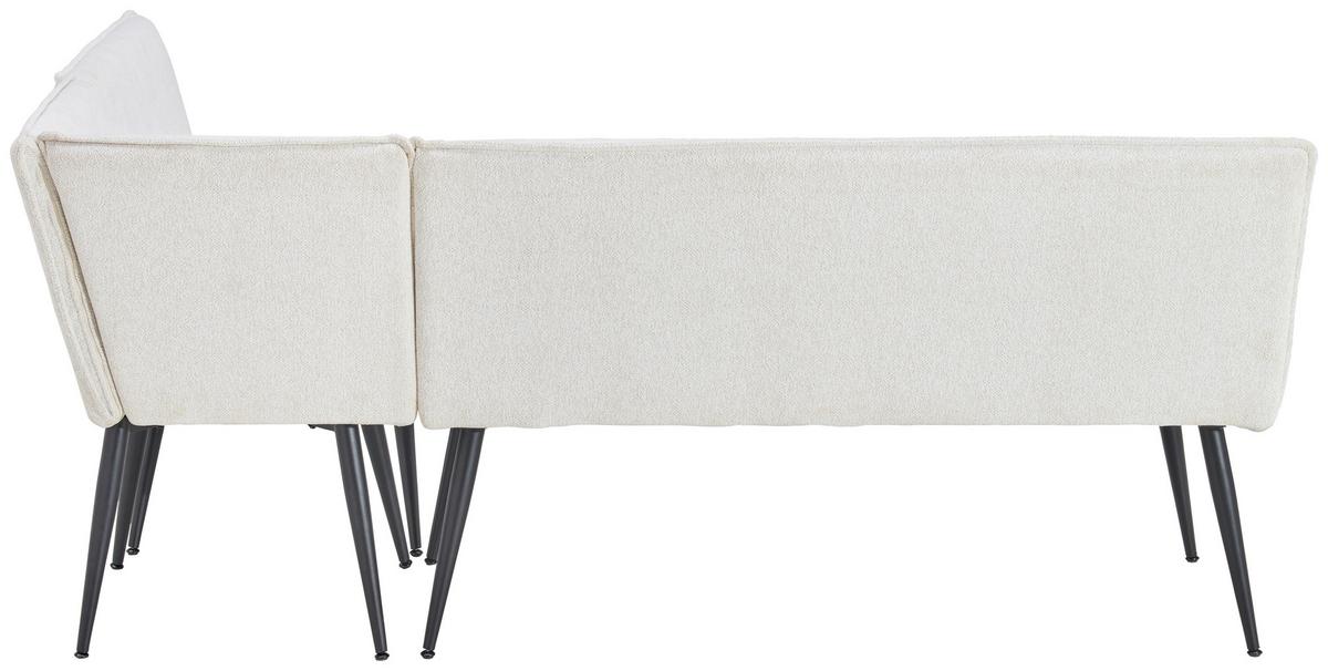 Eckbank Beige Leinenoptik Polyester Aleks 195x157 cm - Beige/Schwarz, LIFESTYLE, Textil/Metall (195/157cm) - MID.YOU