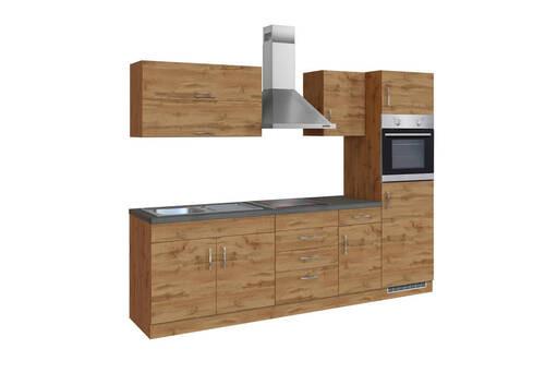 Küchenzeile Sorrento Mit Geräten B: 270 cm Eichefarben - Schieferfarben/Eiche Wotan, MODERN, Holzwerkstoff (270cm) - Held