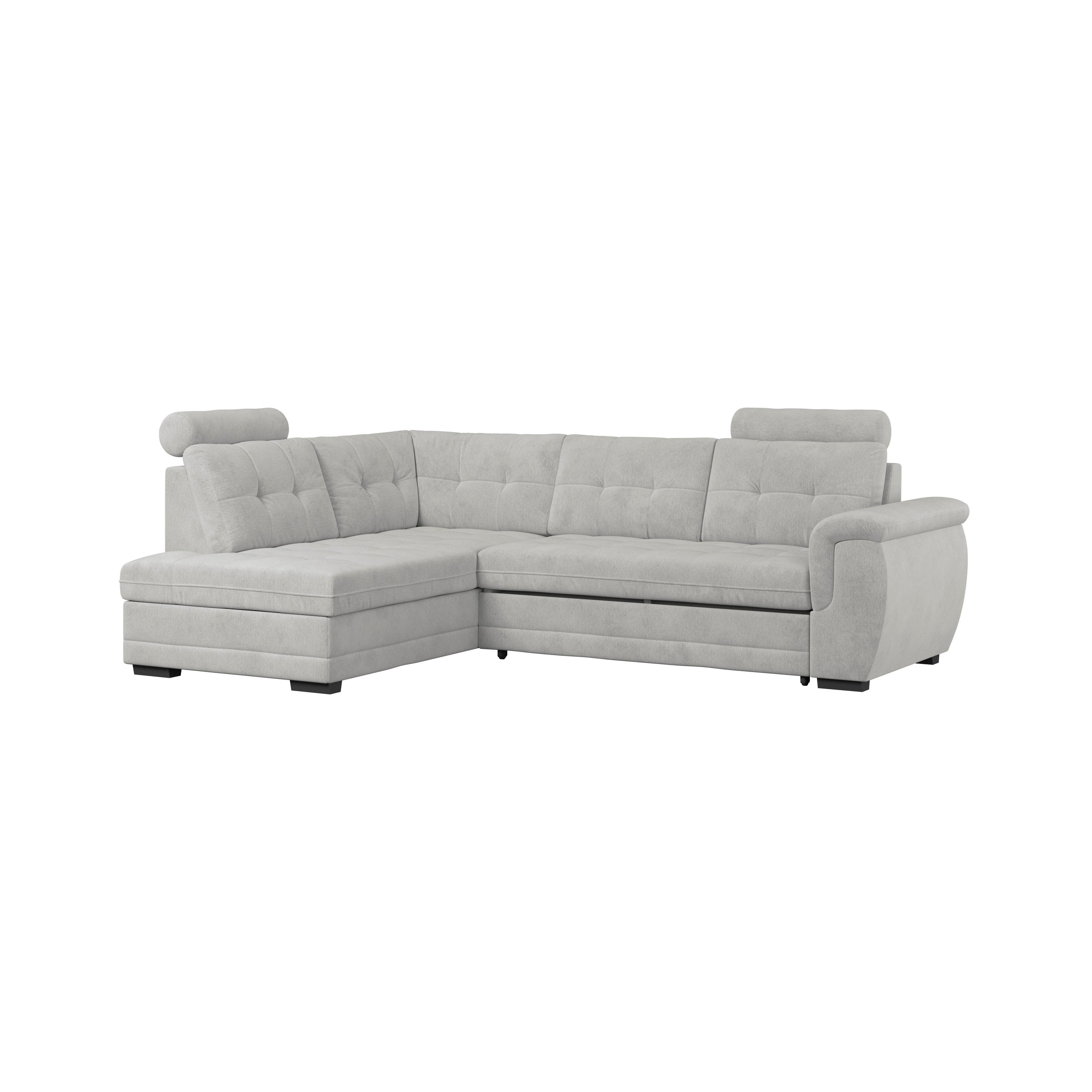 Ecksofa mit Schlaffunktion Falco new Silber 183x251 cm - Silberfarben/Schwarz, KONVENTIONELL, Textil (183/251cm) - Ondega