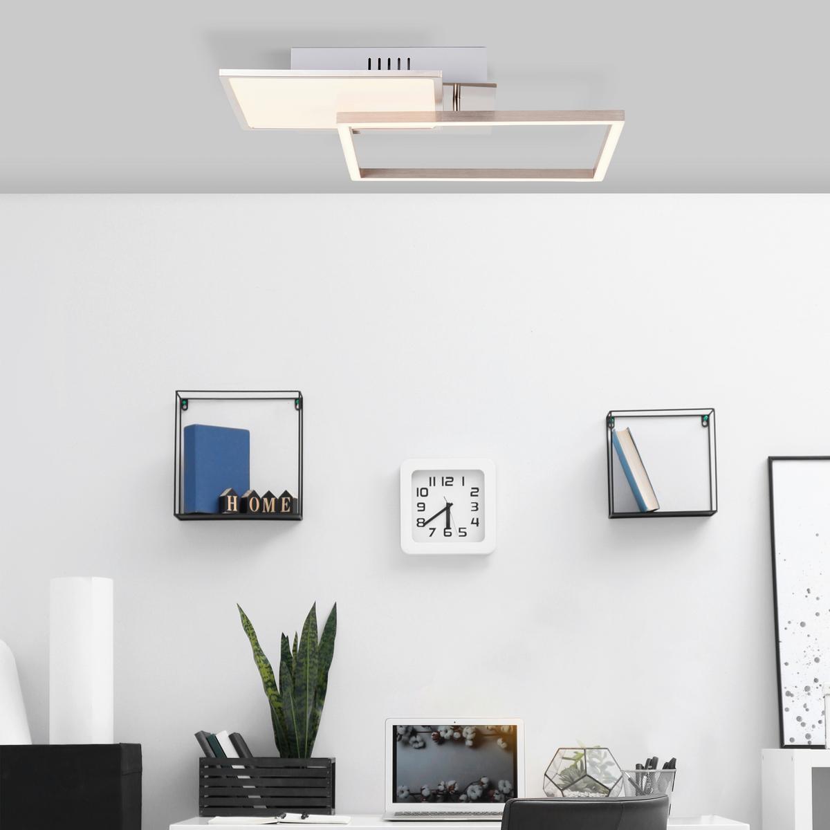 Led-deckenleuchte Zelia L: 40 Cm Mit 3 Helligkeitsstufen - Nickelfarben, Design, Kunststoff/Metall (6,4/40/40cm) - Brilliant