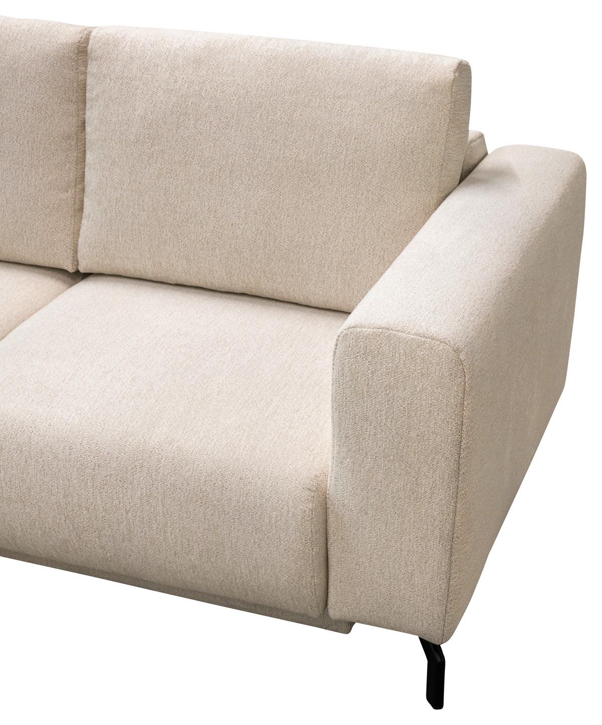 Rohová sedačka VENI, ľavá, béžová žinylka - černá/béžová, Moderní, kov/textil (210/272cm)