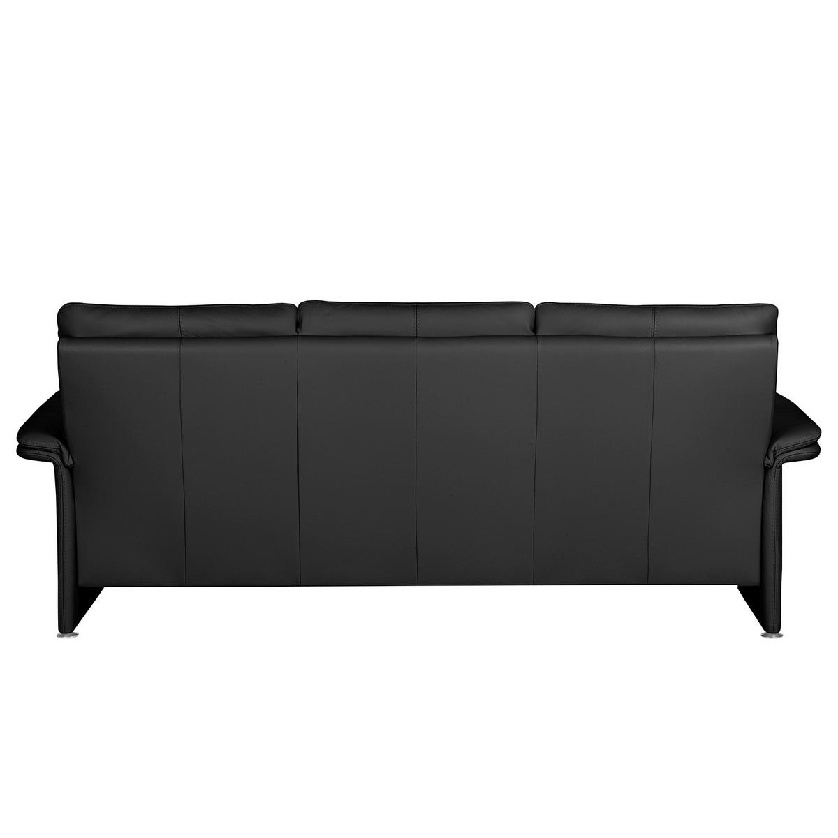 3-sitzer-sofa Comodo Echtleder Schwarz B: 214 Cm - Silberfarben/Schwarz, Design, Leder (214/90/88cm) - Livetastic