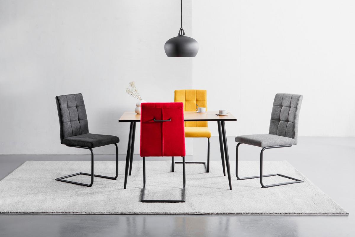 Esstisch Wilma 120x80 Cm Eiche Dekor/schwarz - Eichefarben/Schwarz, KONVENTIONELL, Holzwerkstoff/Metall (120/80/75cm) - MID.YOU